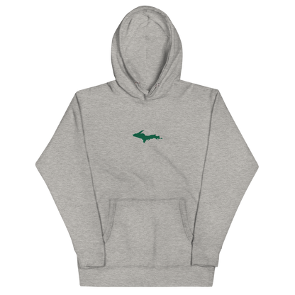 Michigan Upper Peninsula Hoodie (w/ Embroidered Green UP Outline) | Unisex Premium