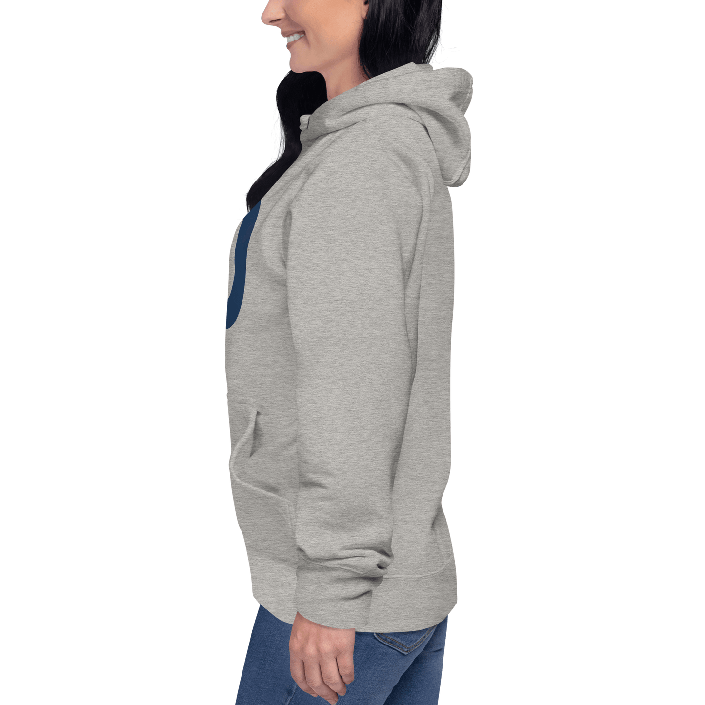 Detroit 'Old French D' Hoodie (White/Navy Full Body Outline) | Unisex Premium - Circumspice Michigan