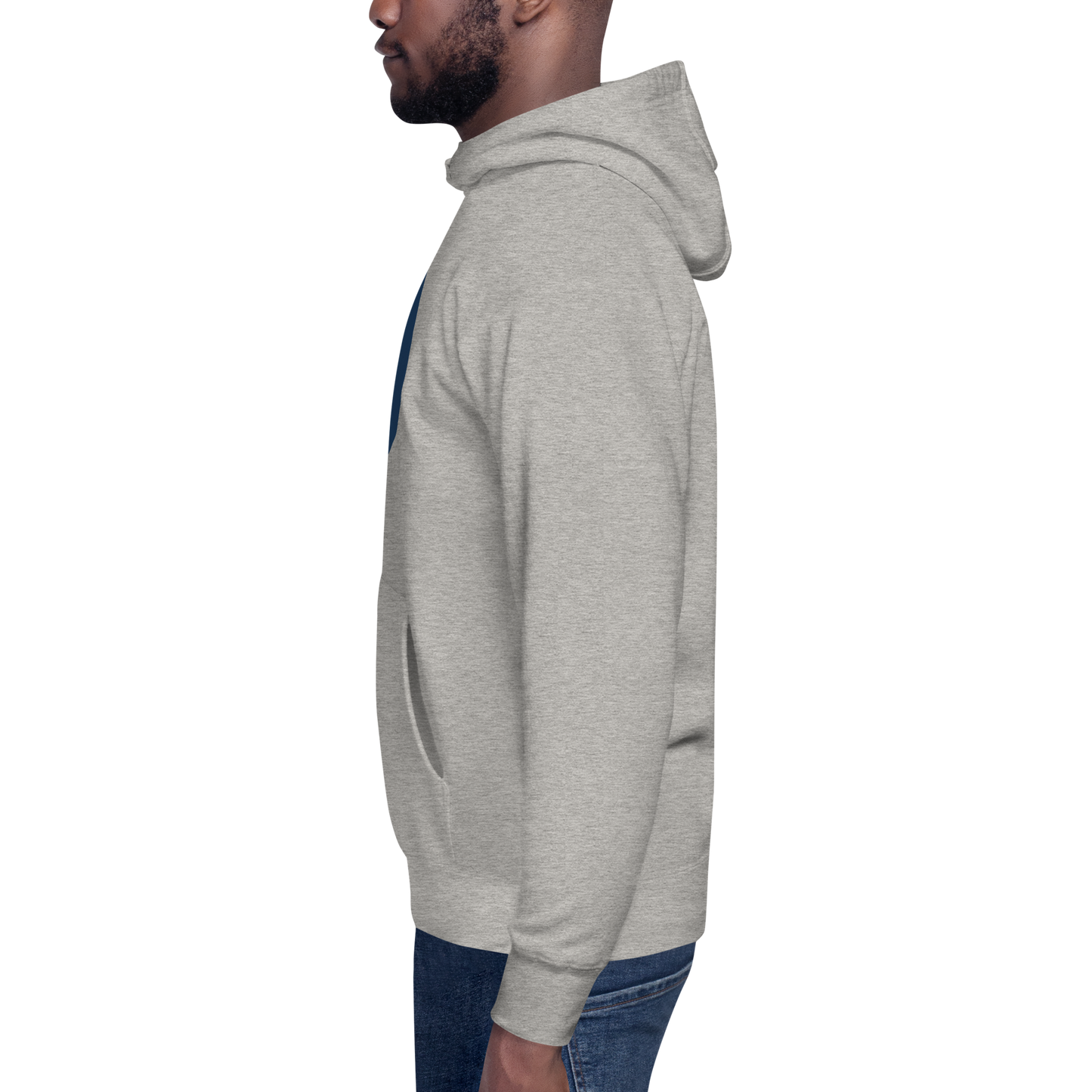 Detroit 'Old French D' Unisex Premium Hoodie (White/Navy Full Body Outline)