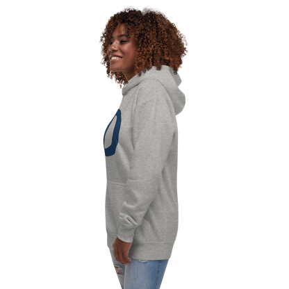 Detroit 'Old French D' Unisex Premium Hoodie (White/Navy Full Body Outline)