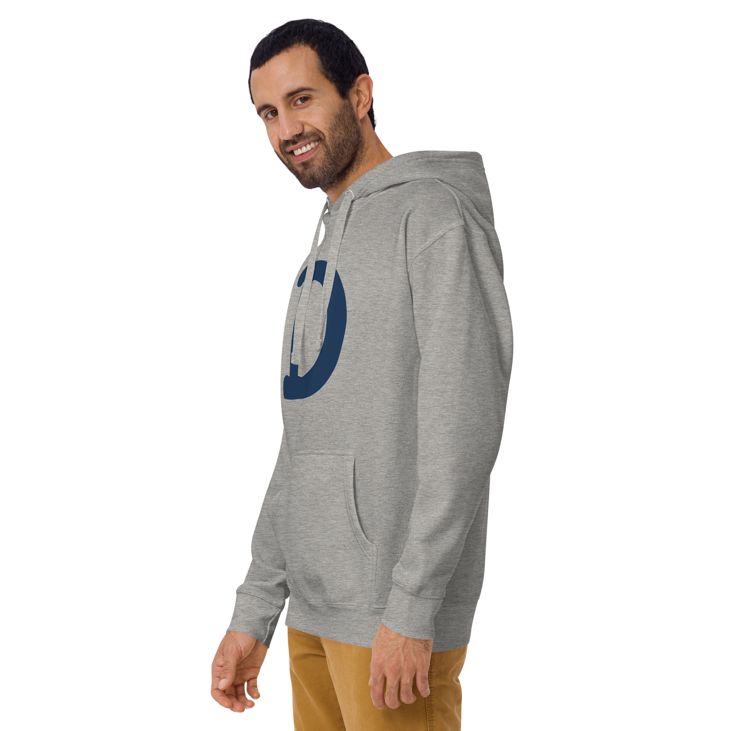 Detroit 'Old French D' Unisex Premium Hoodie (White/Navy Full Body Outline)