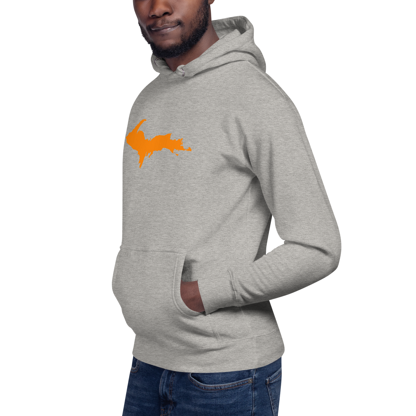 Michigan Upper Peninsula Hoodie (w/ Orange UP Outline) | Unisex Premium