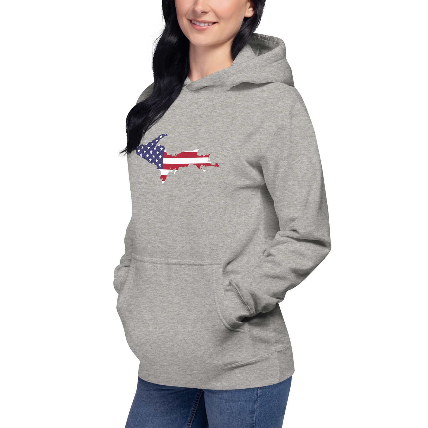 Michigan Upper Peninsula Hoodie (w/ UP USA Flag Outline) | Unisex Premium