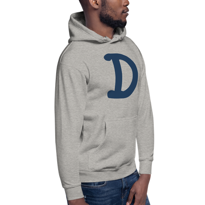 Detroit 'Old French D' Unisex Premium Hoodie (White/Navy Full Body Outline)