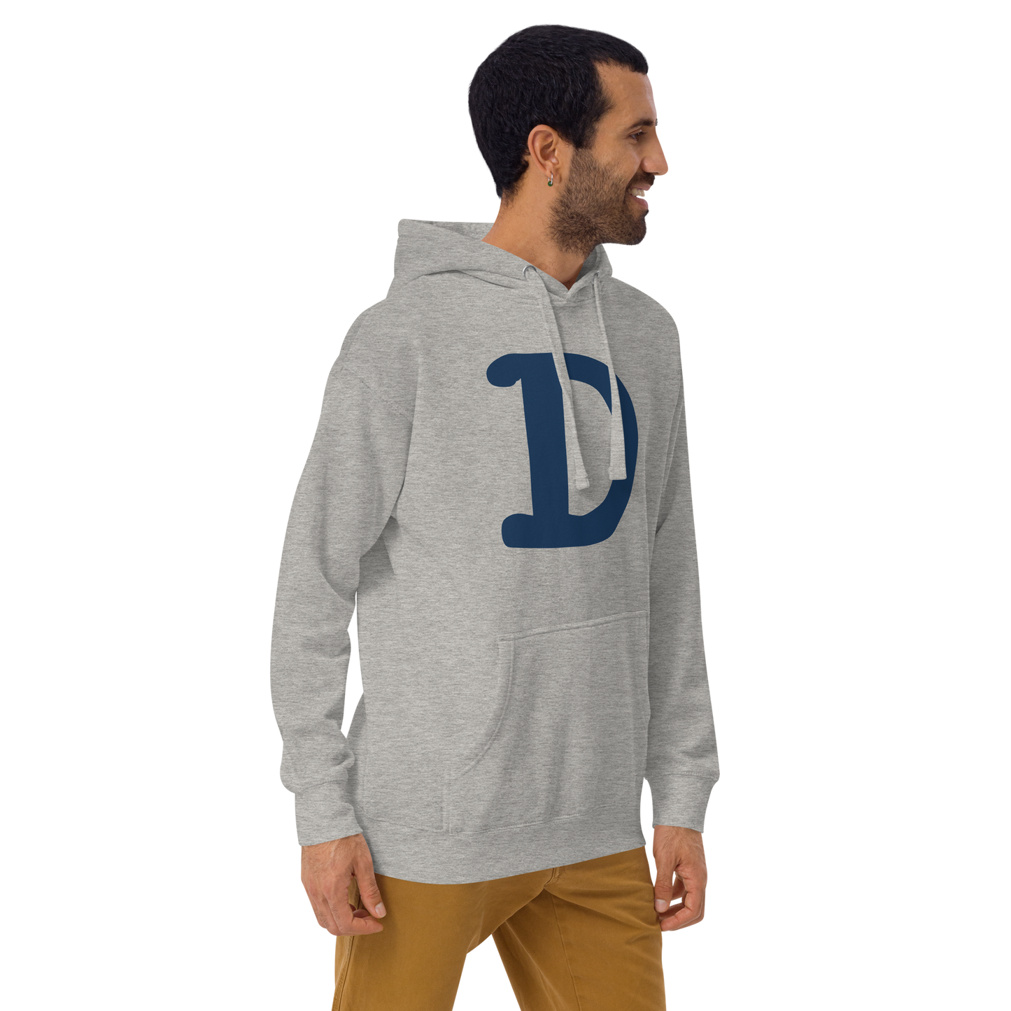 Detroit 'Old French D' Unisex Premium Hoodie (White/Navy Full Body Outline)