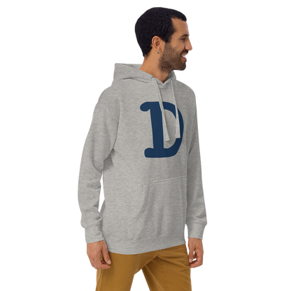 Detroit 'Old French D' Unisex Premium Hoodie (White/Navy Full Body Outline)