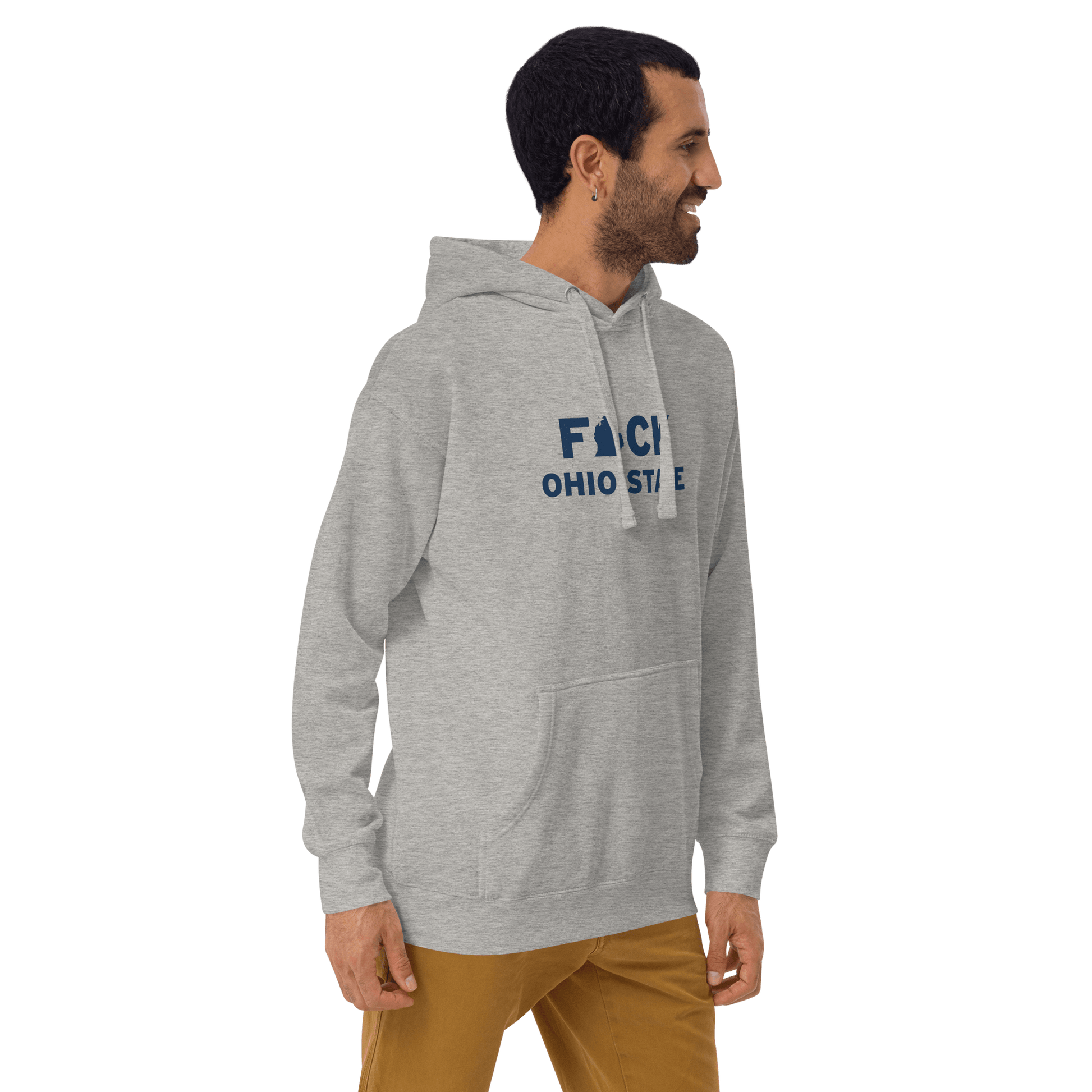 'F*ck Ohio State' Hoodie (White/Navy Type w/ Lower Peninsula Outline ) | Unisex Premium - Circumspice Michigan