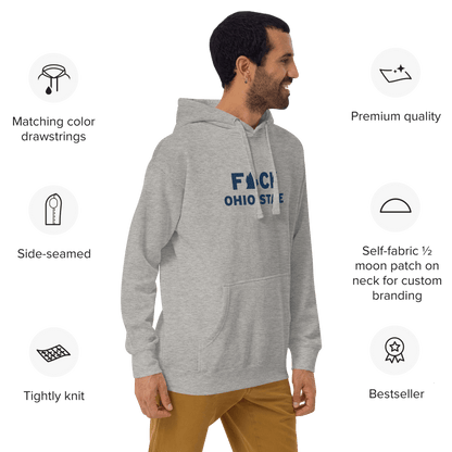 'F*ck Ohio State' Hoodie (White/Navy Type w/ Lower Peninsula Outline ) | Unisex Premium - Circumspice Michigan