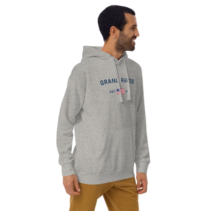 'Grand Rapids EST 1826' Unisex Premium Hoodie (w/ USA Flag Outline)