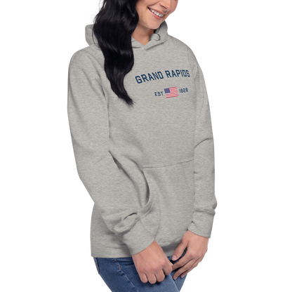 'Grand Rapids EST 1826' Unisex Premium Hoodie (w/ USA Flag Outline)