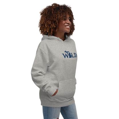 Michigan 'Wild' Unisex Premium Hoodie (Woodcut Font w/ MI Outline)