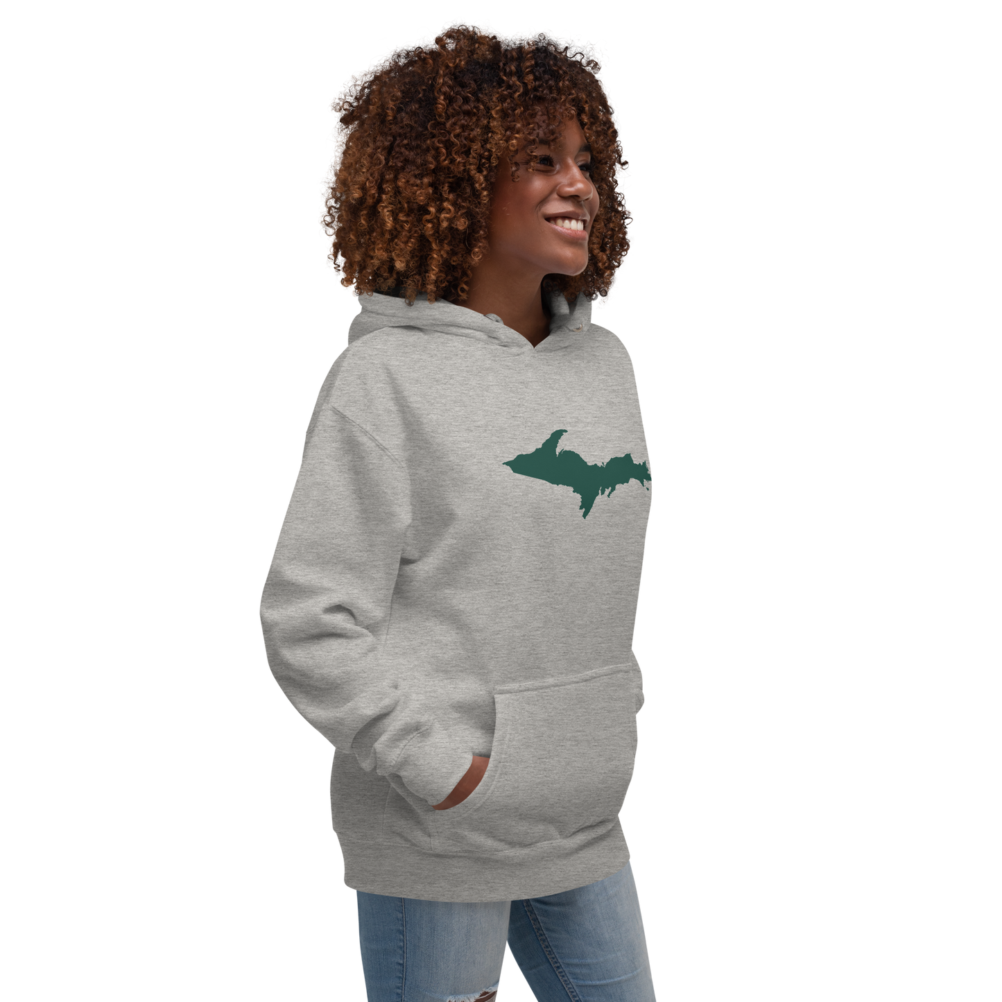 Michigan Upper Peninsula Hoodie (w/ Green UP Outline) | Unisex Premium