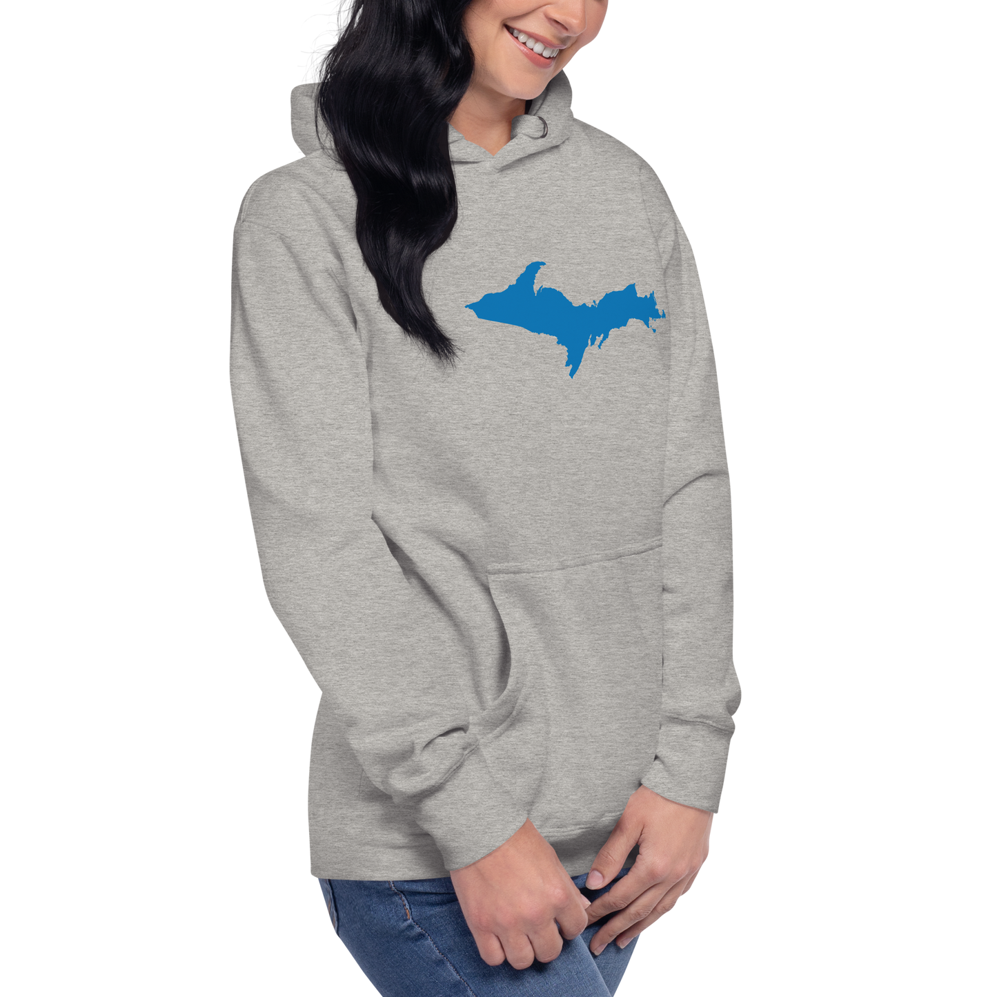 Michigan Upper Peninsula Hoodie (w/ Azure UP Outline) | Unisex Premium