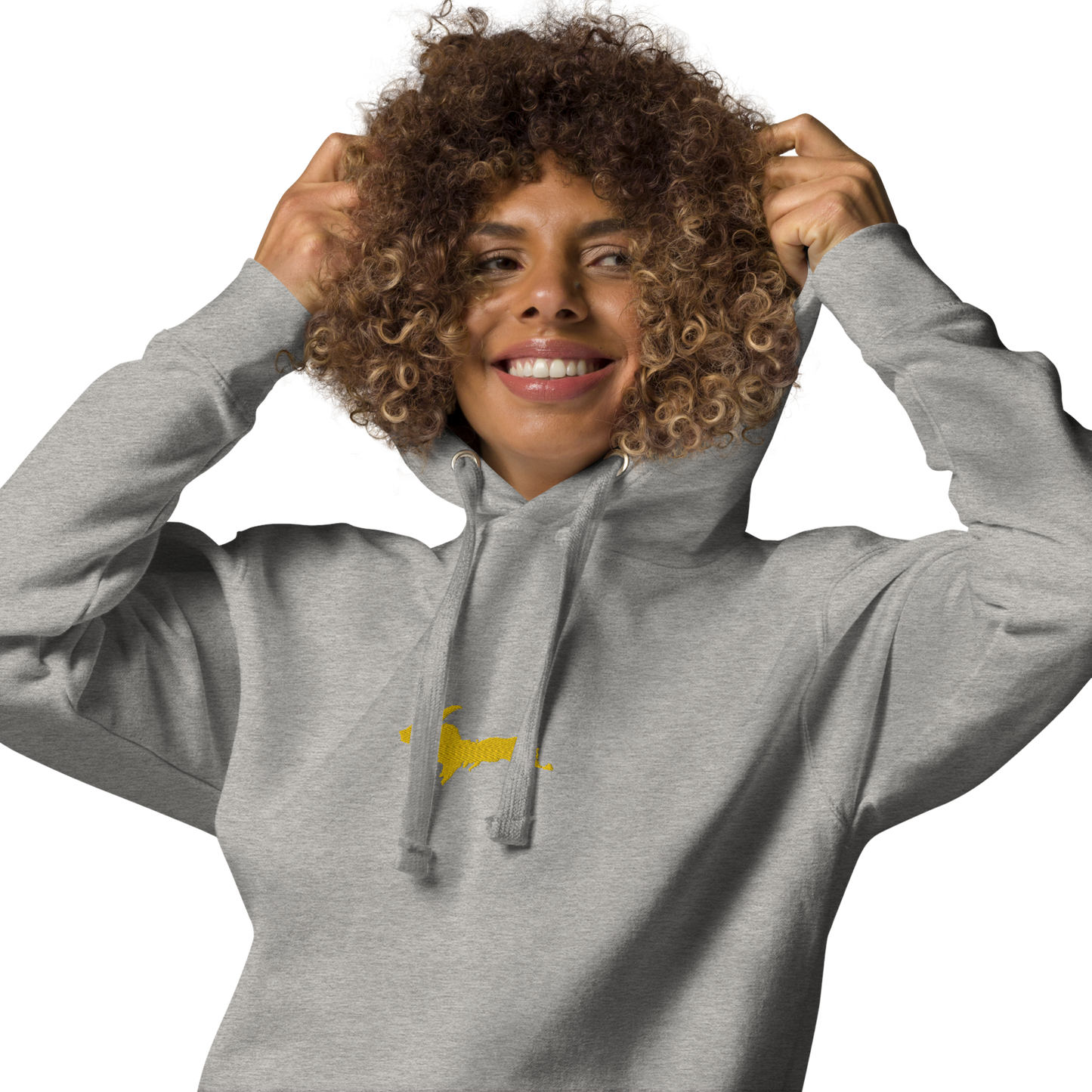 Michigan Upper Peninsula Hoodie (w/ Embroidered Gold UP Outline) | Unisex Premium