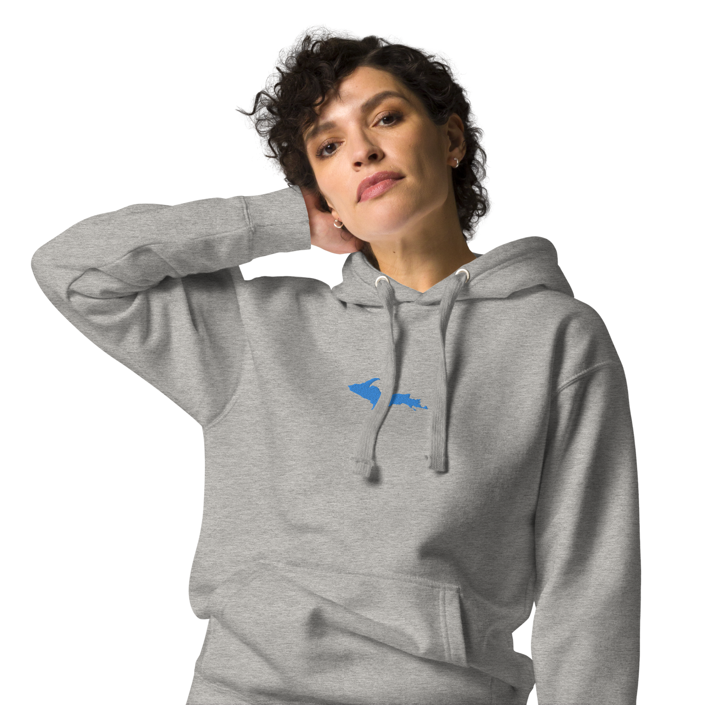 Michigan Upper Peninsula Hoodie (w/ Embroidered Azure UP Outline) | Unisex Premium