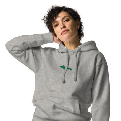 Michigan Upper Peninsula Hoodie (w/ Embroidered Green UP Outline) | Unisex Premium