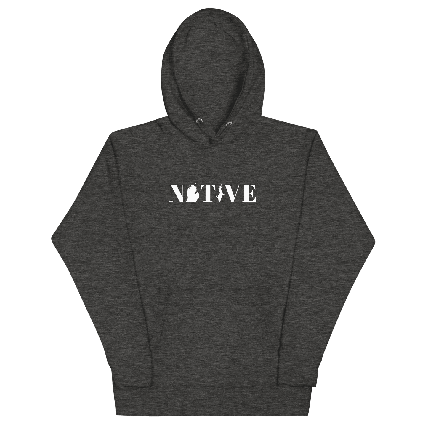 Michigan 'Native' Hoodie (White/Navy Didone Font) | Unisex Premium - Circumspice Michigan