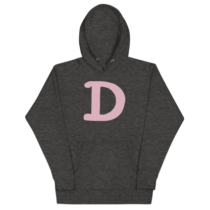 Detroit 'Old French D' Hoodie (Pink Full Body Outline) | Unisex Premium - Circumspice Michigan