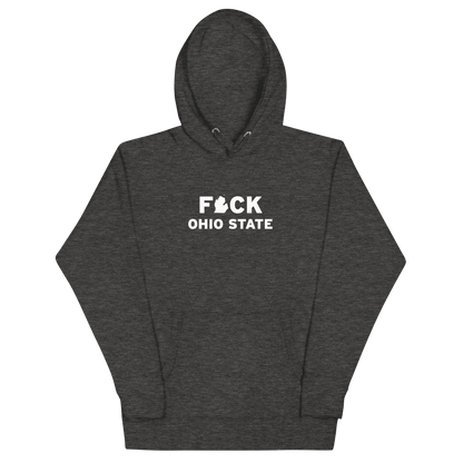 'F*ck Ohio State' Hoodie (White/Navy Type w/ Lower Peninsula Outline ) | Unisex Premium - Circumspice Michigan