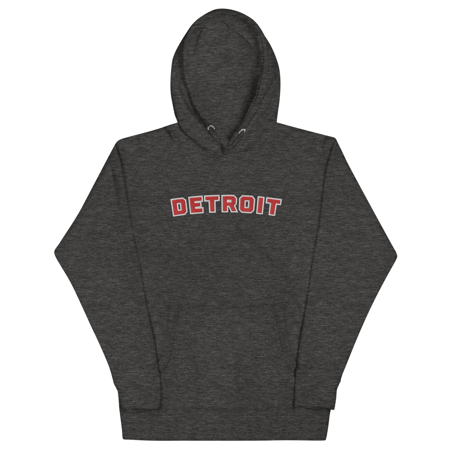 'Detroit' Unisex Premium Hoodie (Athletic Font) | Red Embroidery