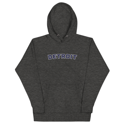 'Detroit' Unisex Premium Hoodie (Athletic Font) | Navy Embroidery