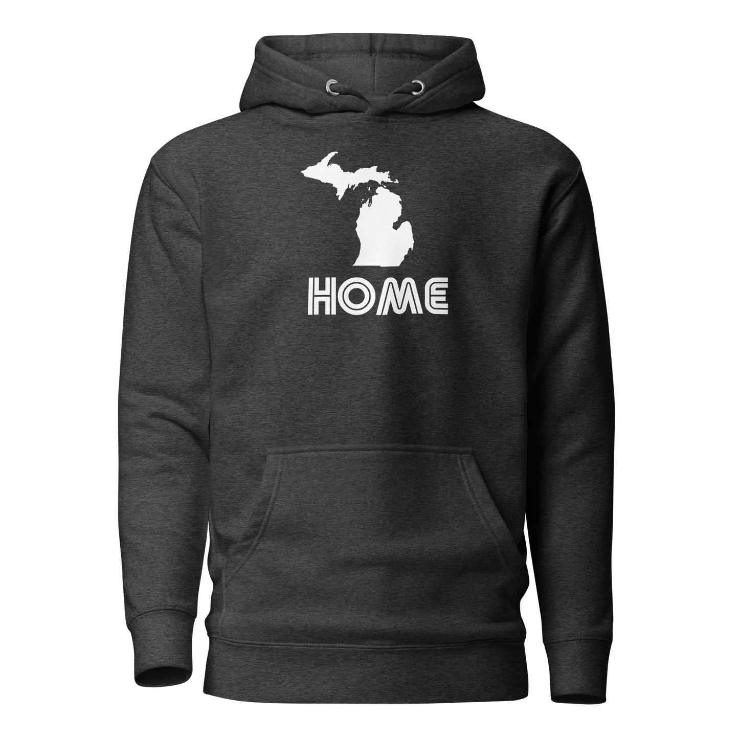 Michigan 'Home' Unisex Premium Hoodie (1970s Audiophile Font w/MI Outline)