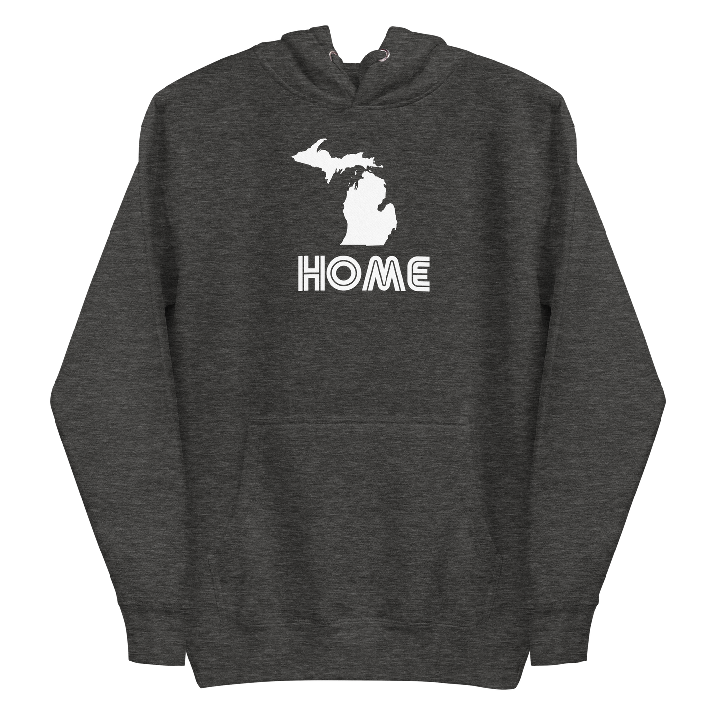 Michigan 'Home' Unisex Premium Hoodie (1970s Audiophile Font w/MI Outline)