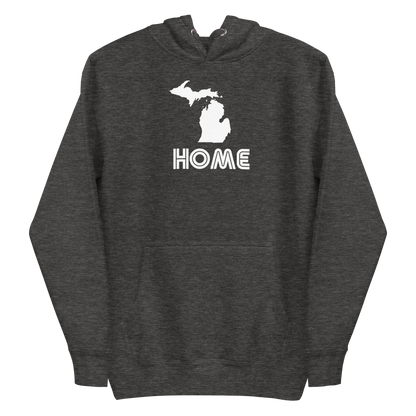 Michigan 'Home' Unisex Premium Hoodie (1970s Audiophile Font w/MI Outline)