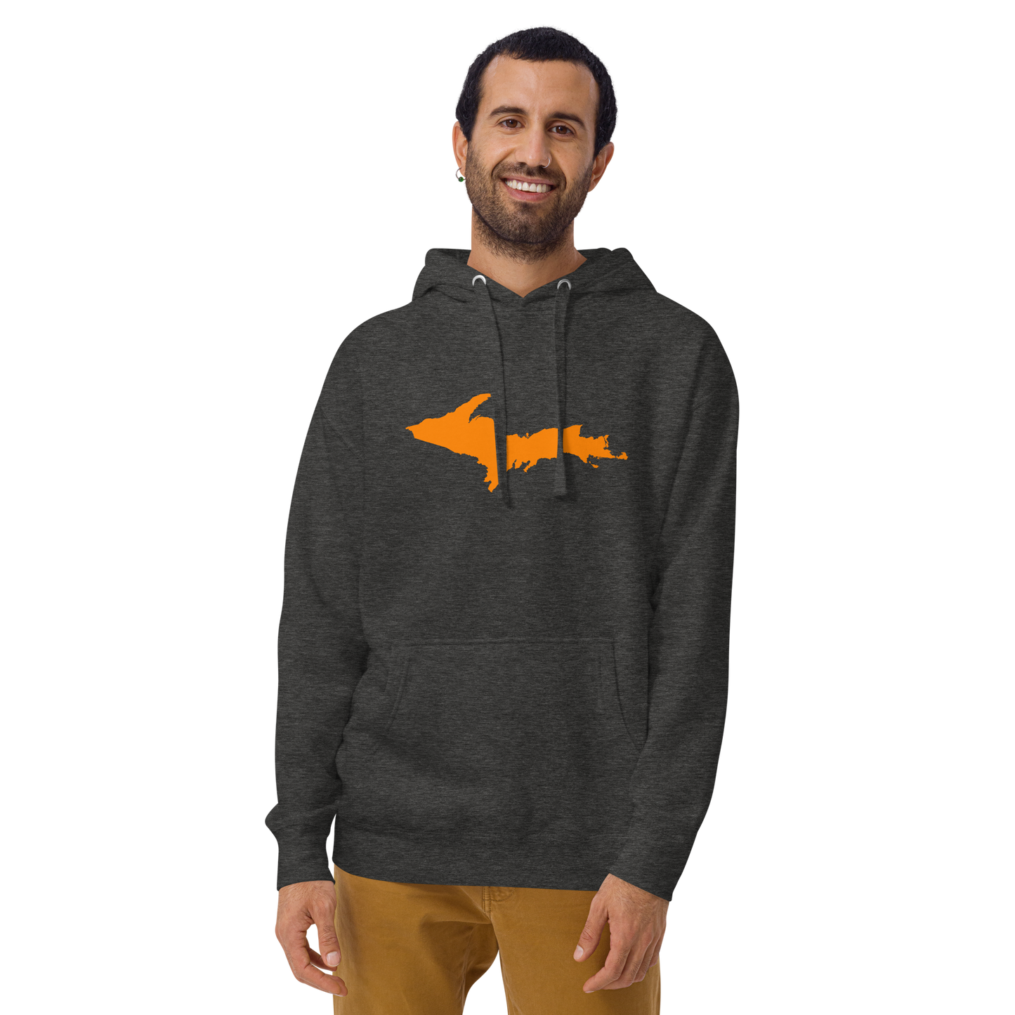 Michigan Upper Peninsula Hoodie (w/ Orange UP Outline) | Unisex Premium