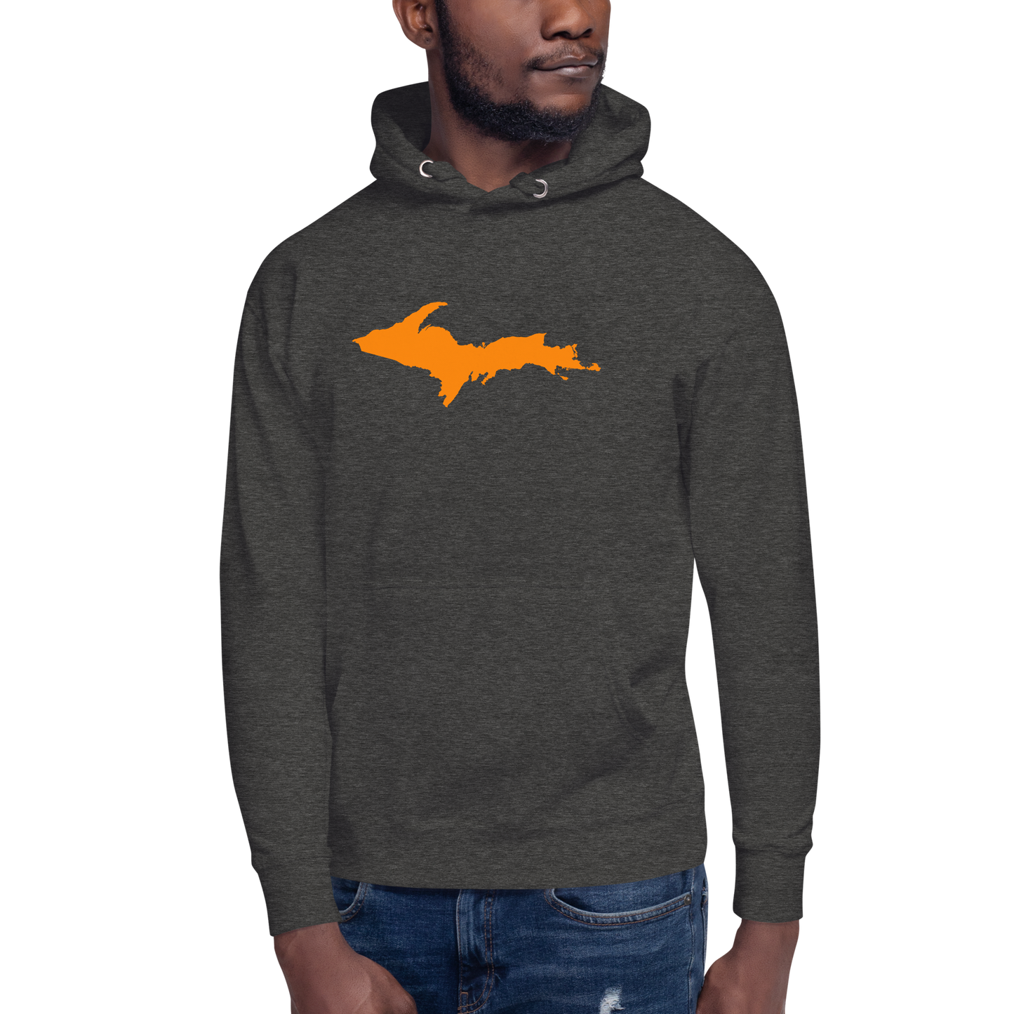 Michigan Upper Peninsula Hoodie (w/ Orange UP Outline) | Unisex Premium