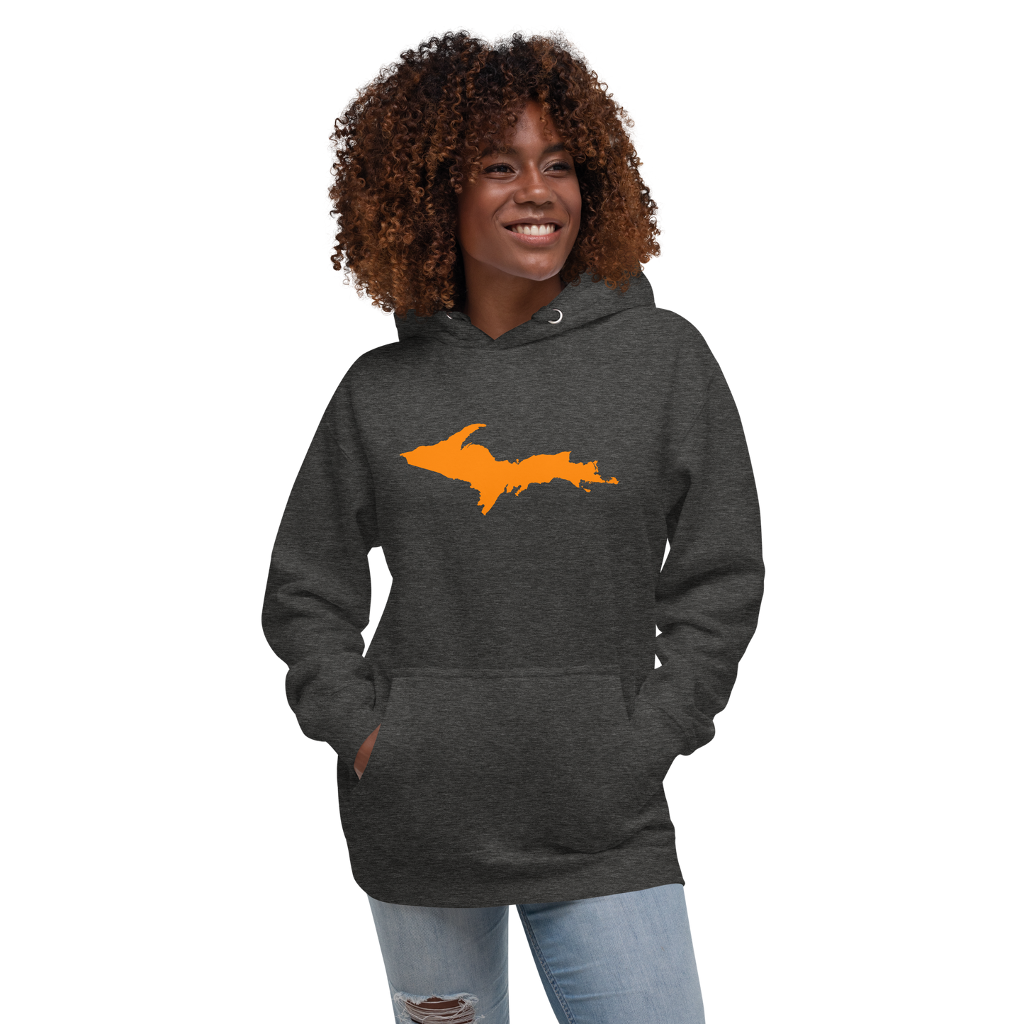 Michigan Upper Peninsula Hoodie (w/ Orange UP Outline) | Unisex Premium