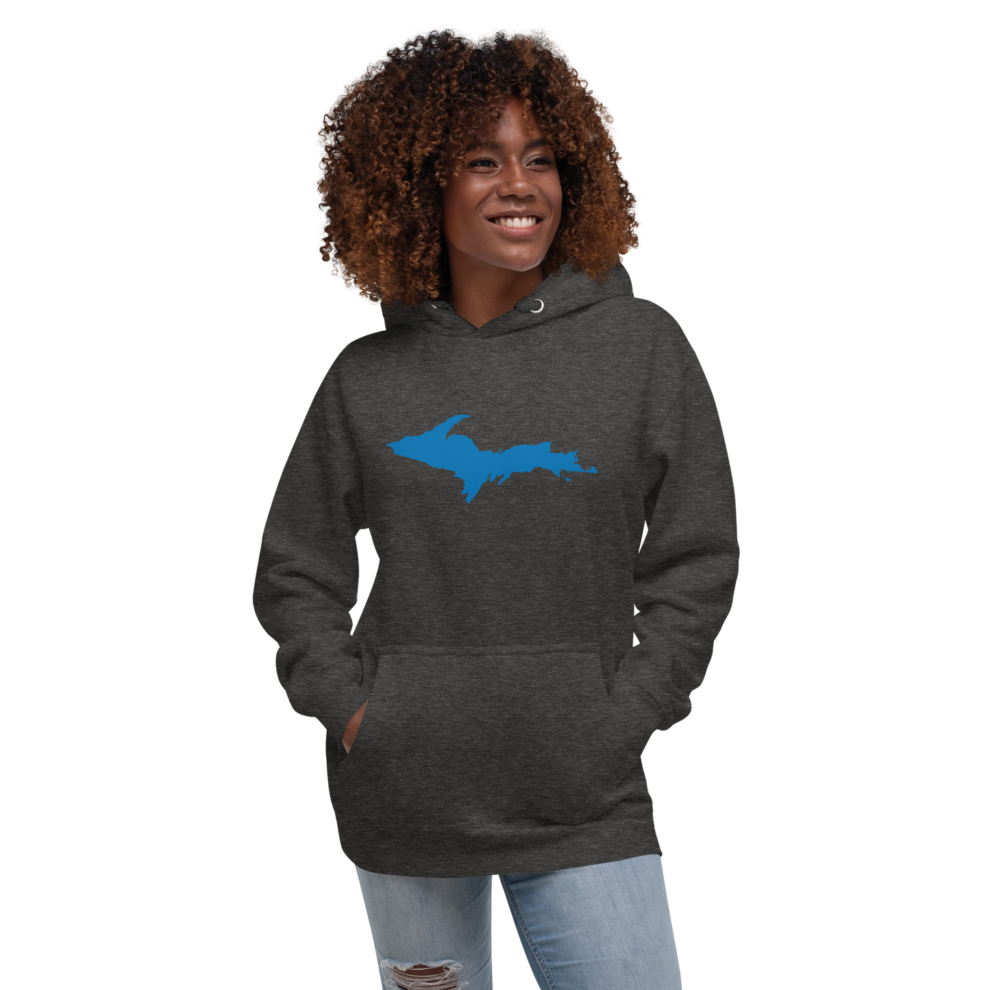 Michigan Upper Peninsula Hoodie (w/ Azure UP Outline) | Unisex Premium