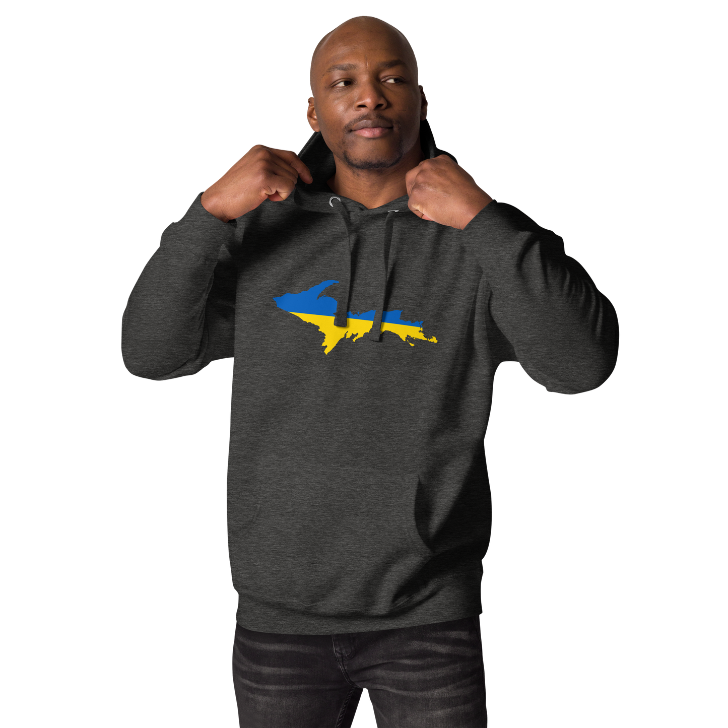 Michigan Upper Peninsula Hoodie (w/ UP Ukraine Flag Outline) | Unisex Premium