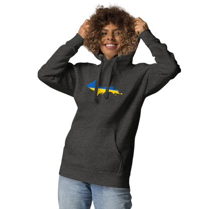 Michigan Upper Peninsula Hoodie (w/ UP Ukraine Flag Outline) | Unisex Premium