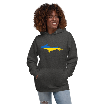 Michigan Upper Peninsula Hoodie (w/ UP Ukraine Flag Outline) | Unisex Premium