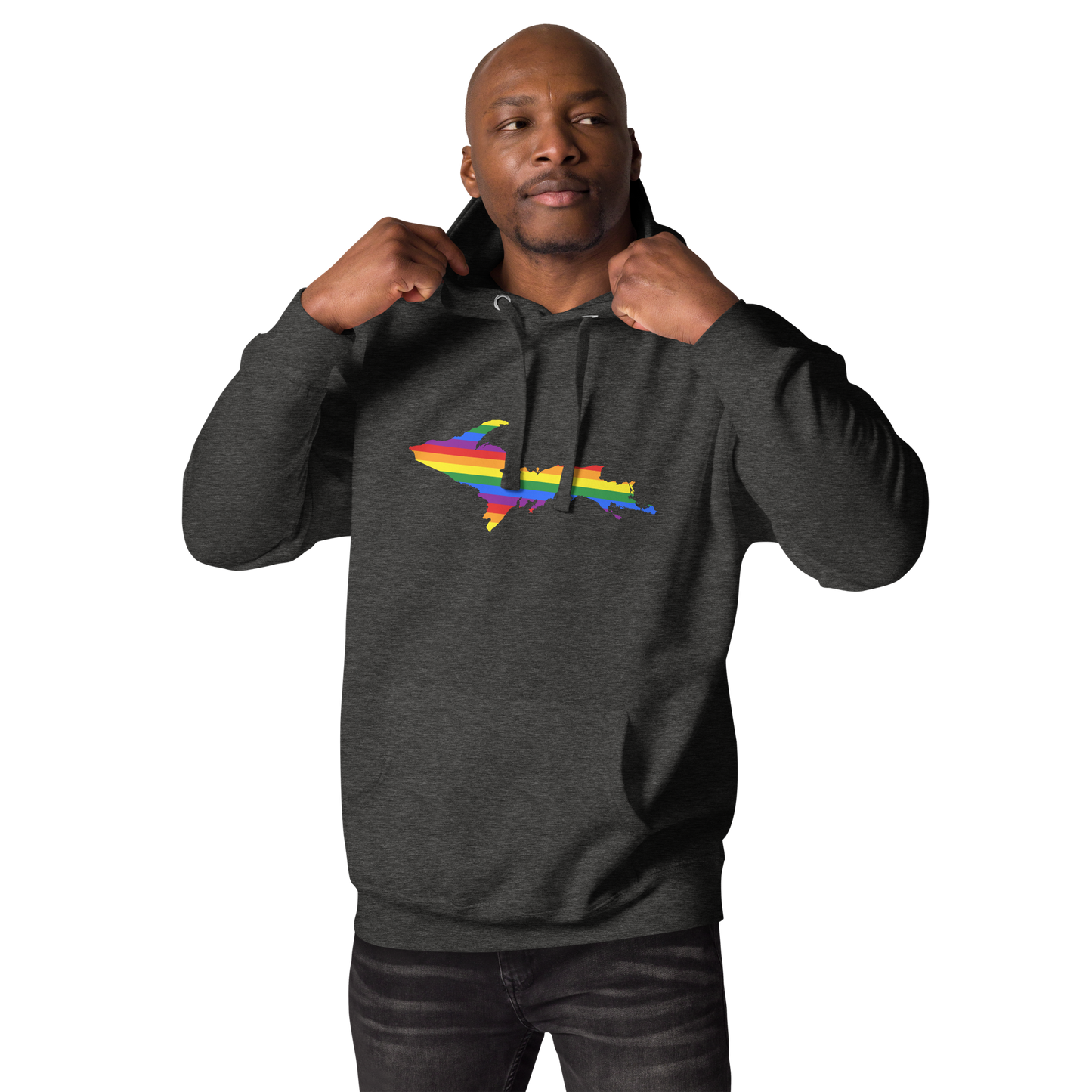 Michigan Upper Peninsula Hoodie (w/ UP Pride Flag Outline) | Unisex Premium