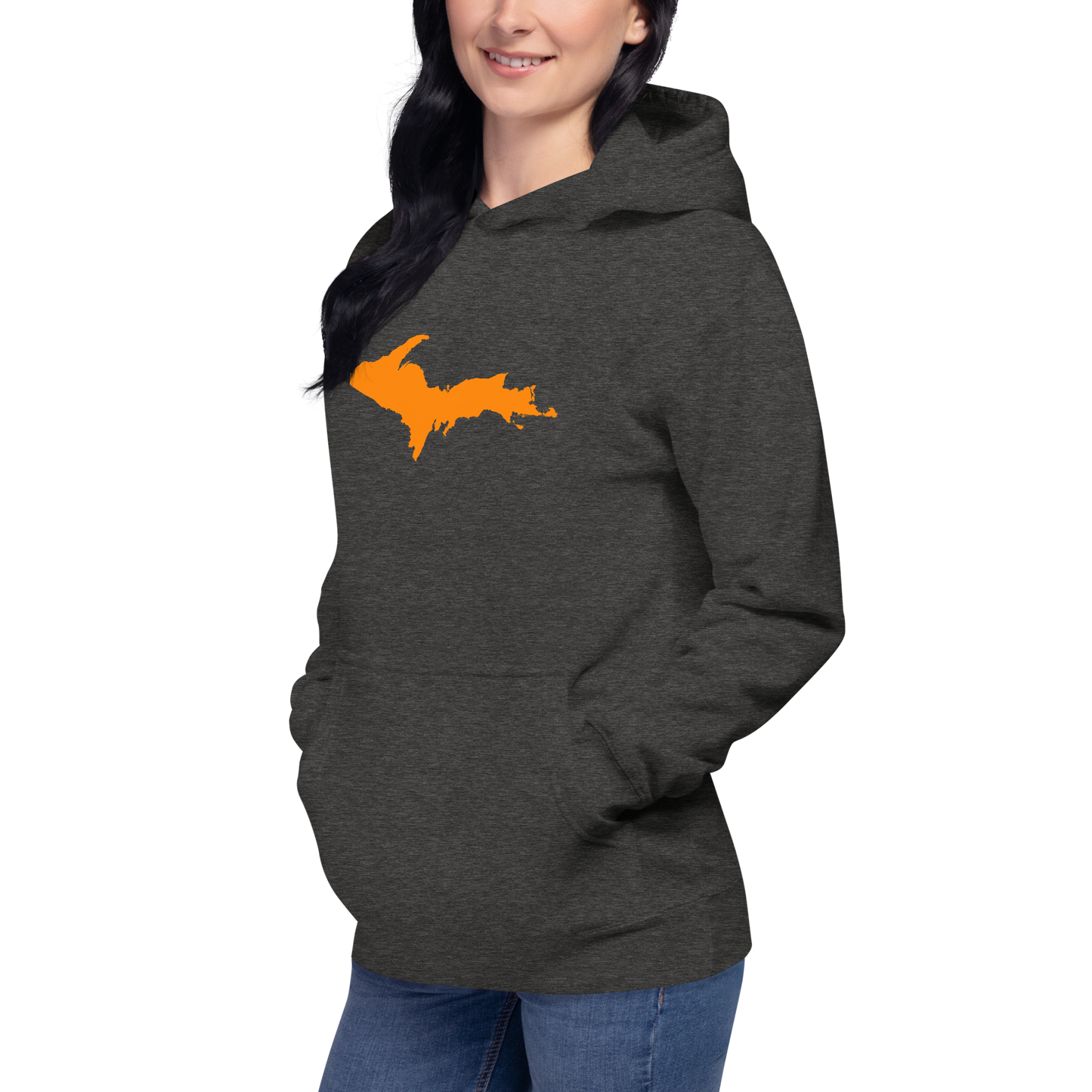 Michigan Upper Peninsula Hoodie (w/ Orange UP Outline) | Unisex Premium