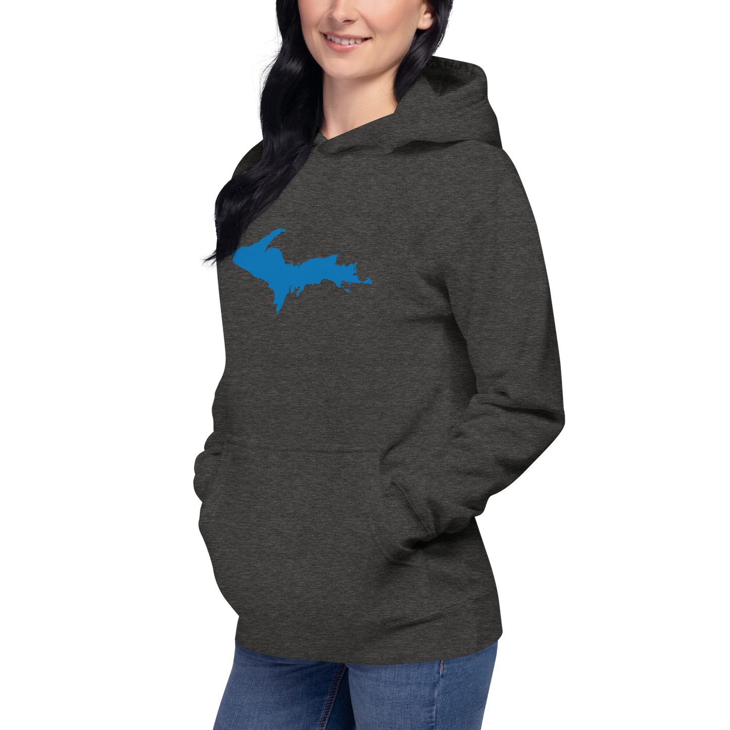 Michigan Upper Peninsula Hoodie (w/ Azure UP Outline) | Unisex Premium