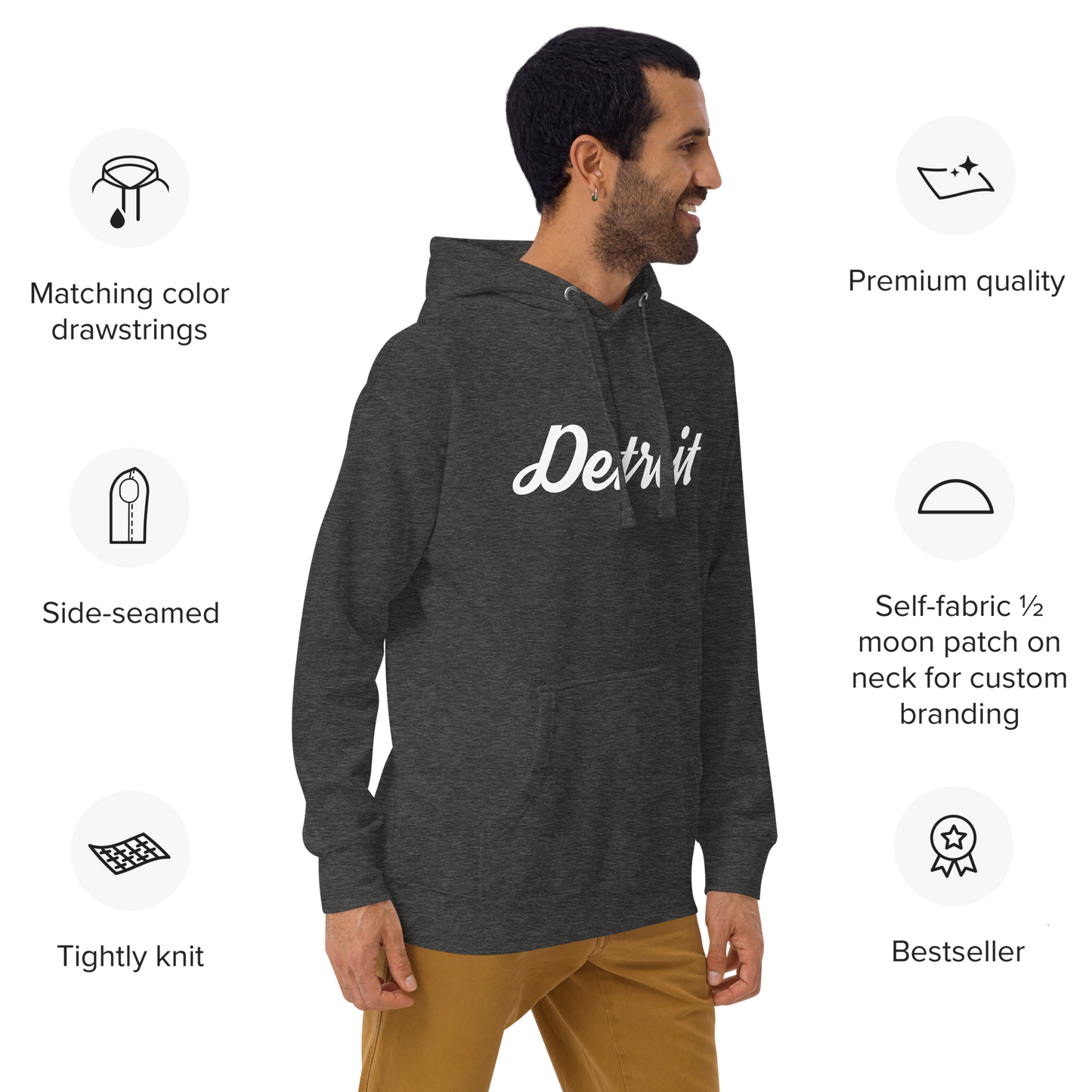 'Detroit' Unisex Premium Hoodie (Script Font)