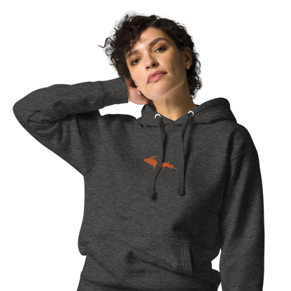 Michigan Upper Peninsula Hoodie (w/ Embroidered Orange UP Outline) | Unisex Premium