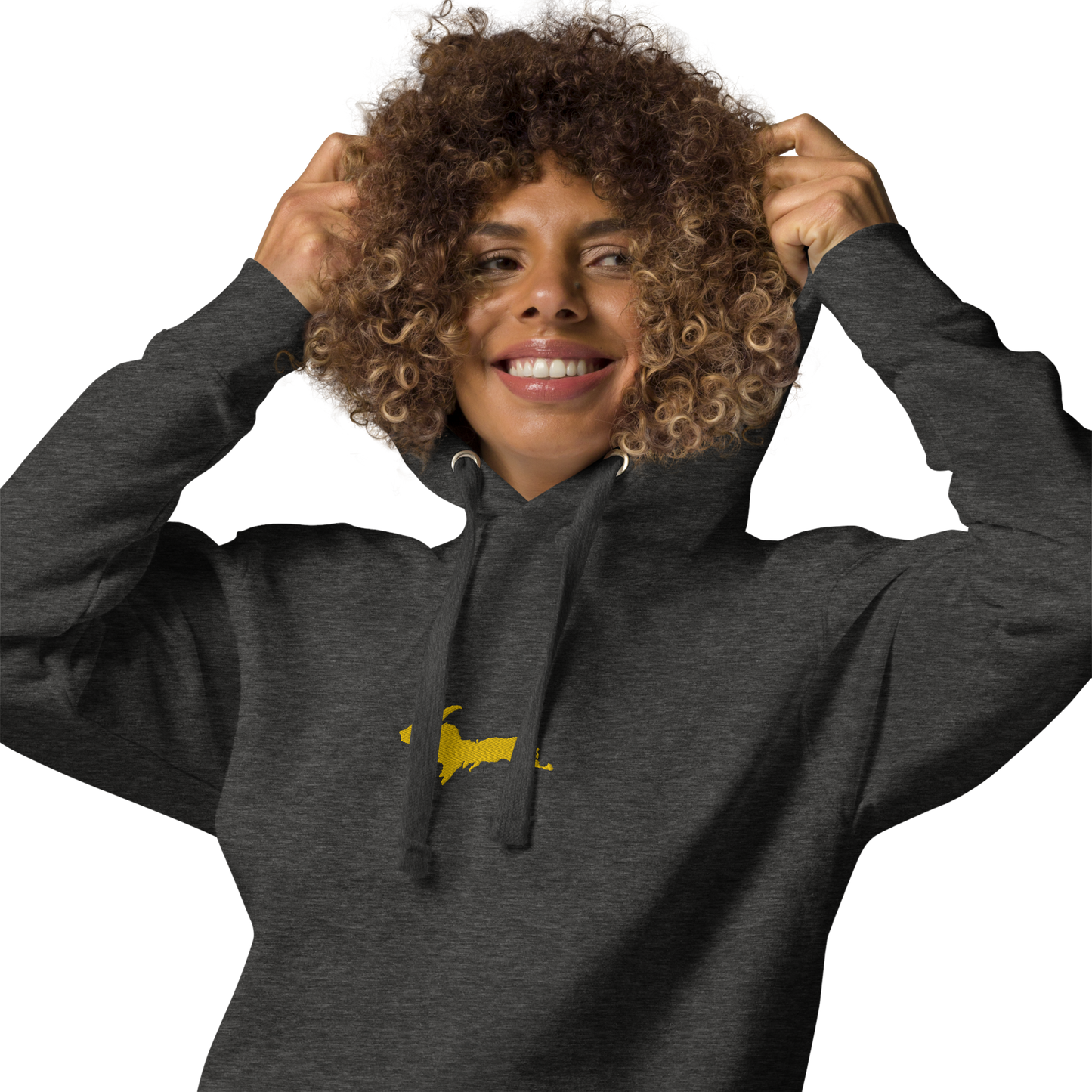 Michigan Upper Peninsula Hoodie (w/ Embroidered Gold UP Outline) | Unisex Premium