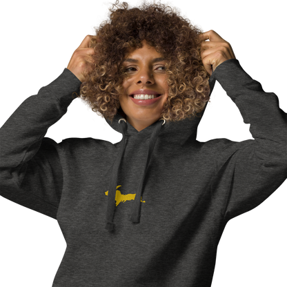 Michigan Upper Peninsula Hoodie (w/ Embroidered Gold UP Outline) | Unisex Premium