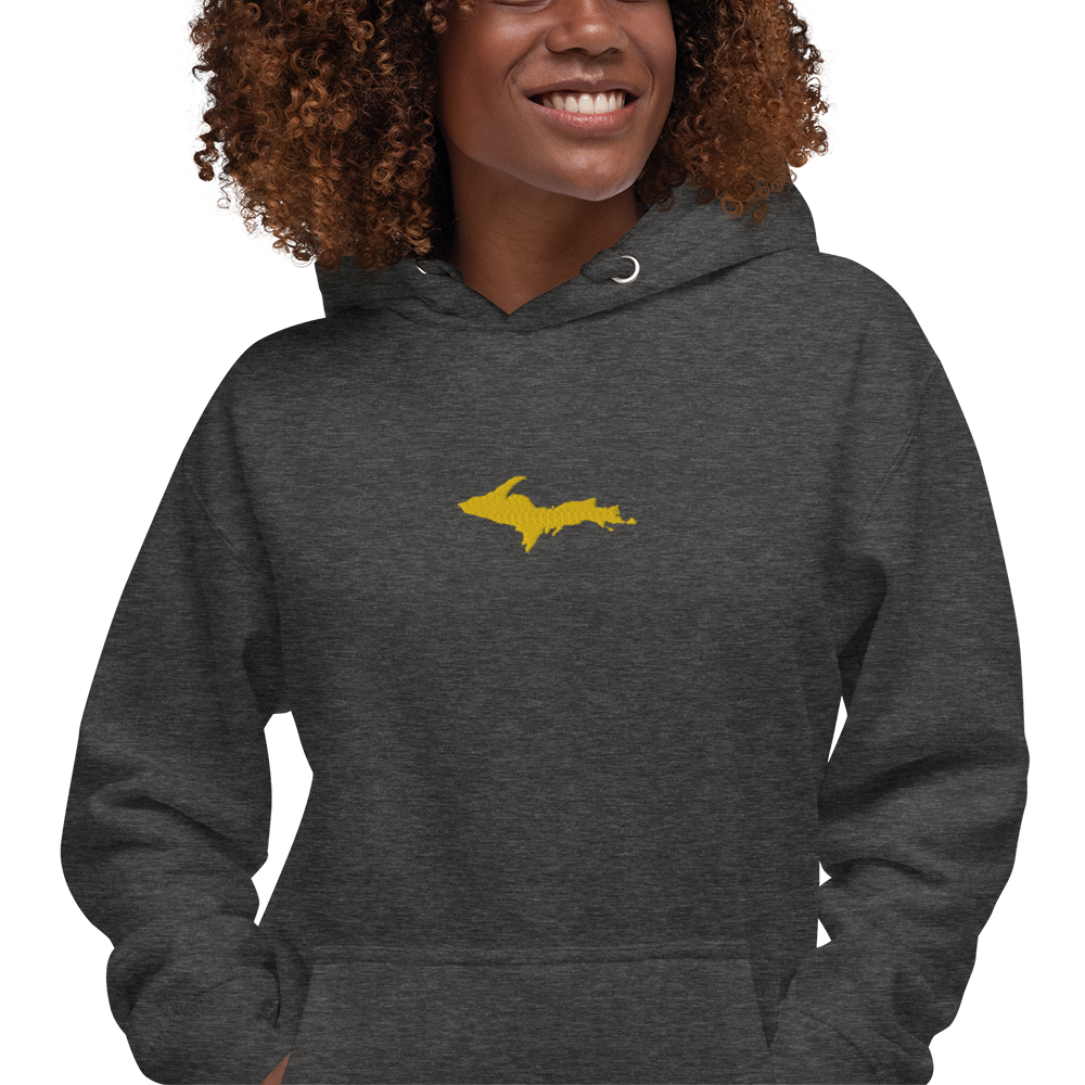 Michigan Upper Peninsula Hoodie (w/ Embroidered Gold UP Outline) | Unisex Premium