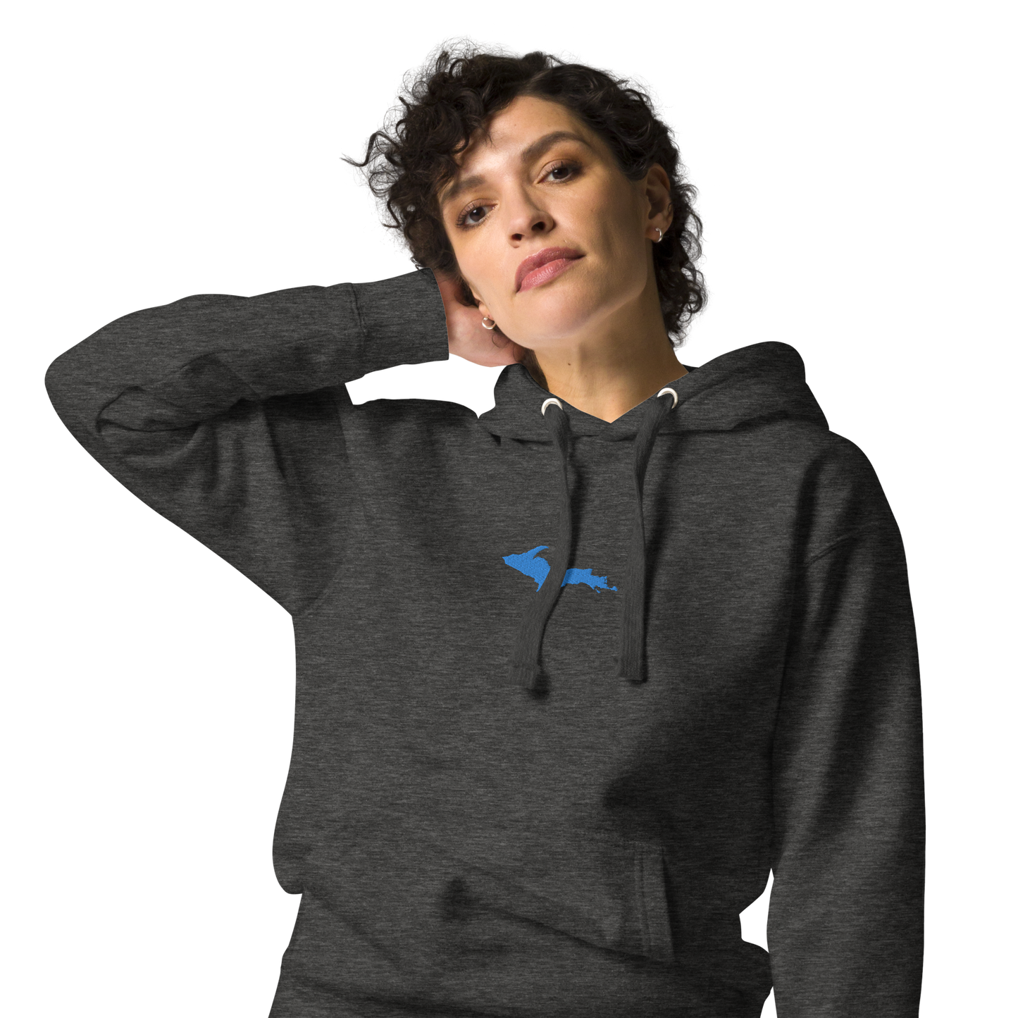 Michigan Upper Peninsula Hoodie (w/ Embroidered Azure UP Outline) | Unisex Premium