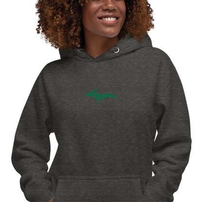 Michigan Upper Peninsula Hoodie (w/ Embroidered Green UP Outline) | Unisex Premium