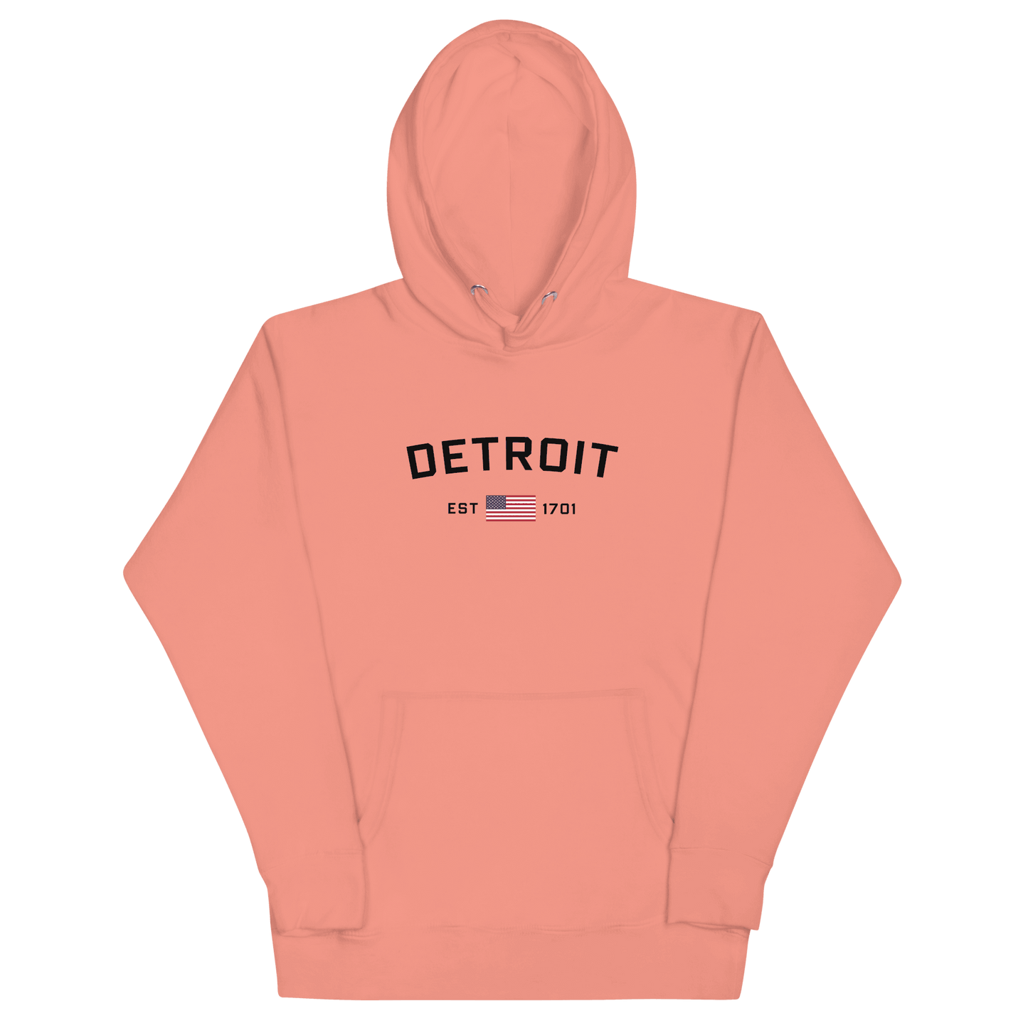 'Detroit EST 1701' Hoodie (w/ United States Flag) | Unisex Premium - Circumspice Michigan