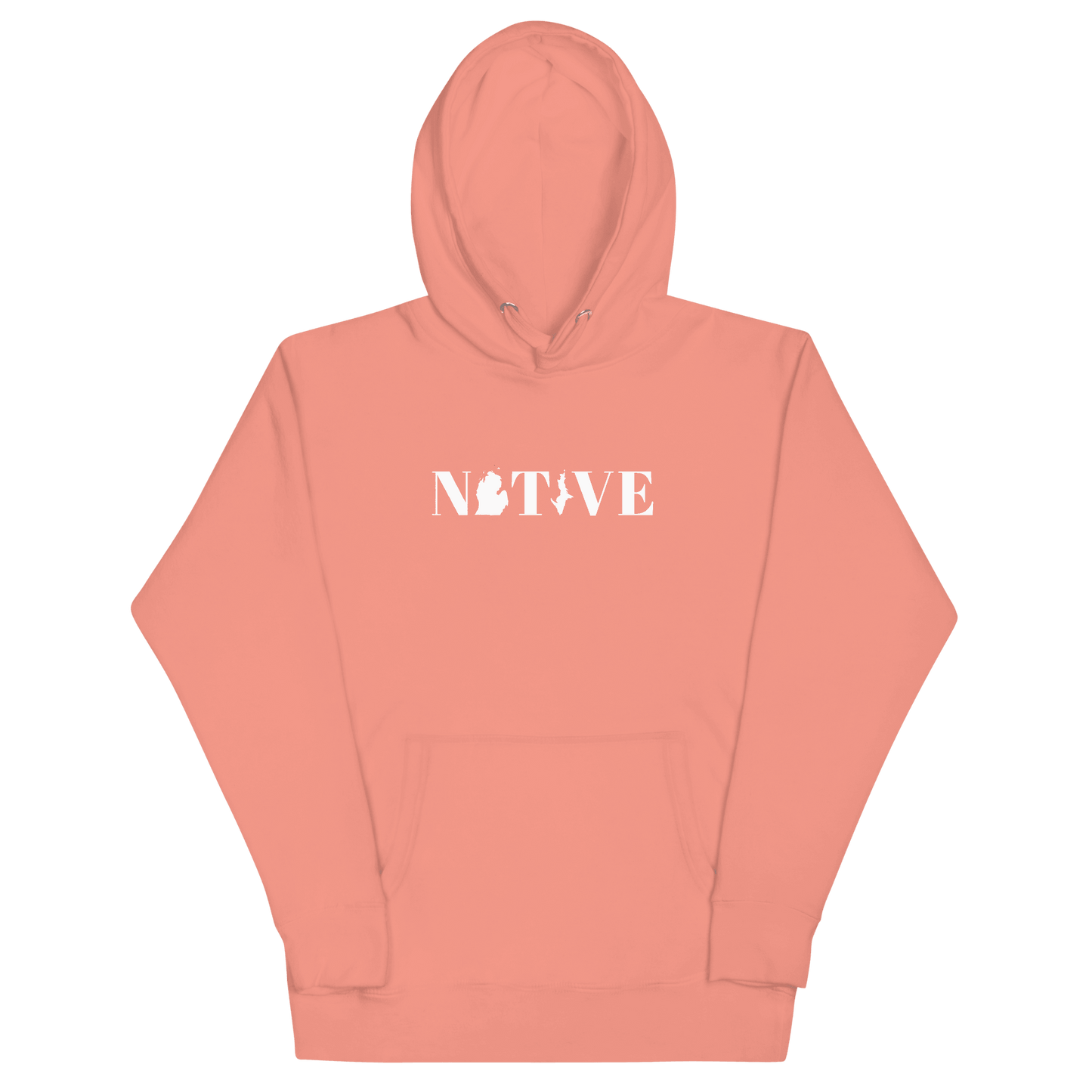 Michigan 'Native' Hoodie (White/Navy Didone Font) | Unisex Premium - Circumspice Michigan