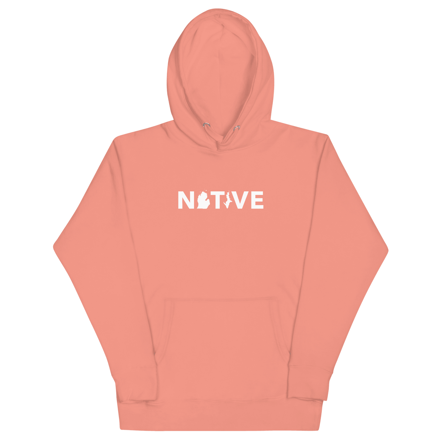 Michigan 'Native' Hoodie (White/Navy Geometric Sans Font) | Unisex Premium - Circumspice Michigan