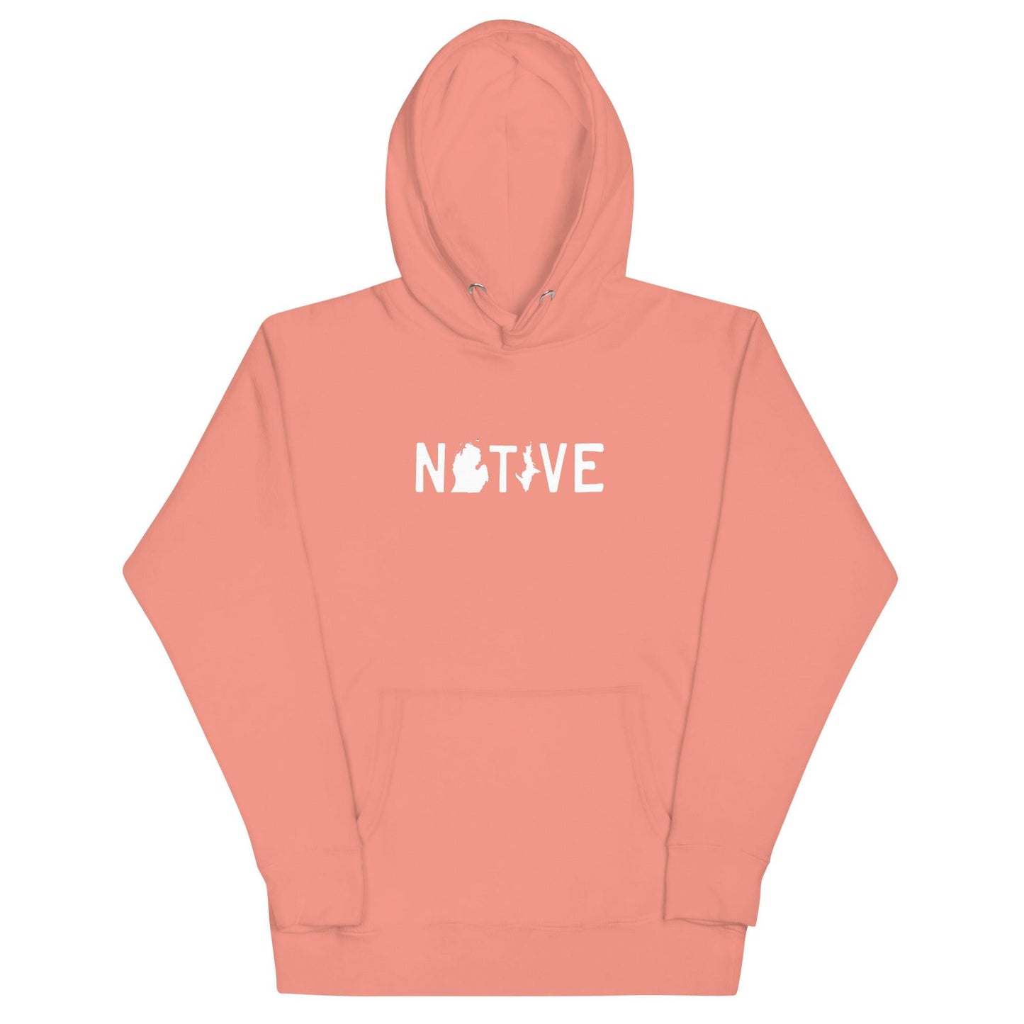 Michigan 'Native' Hoodie (White/Navy Licence Plate Font) | Unisex Premium - Circumspice Michigan