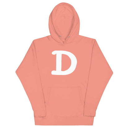 Detroit 'Old French D' Hoodie (White/Navy Full Body Outline) | Unisex Premium - Circumspice Michigan